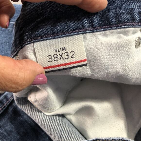 Tommy Hilfiger Slim Fit Jeans Medium Wash Blue Denim 38x30 Preppy Casual Cotton - Picture 8 of 13